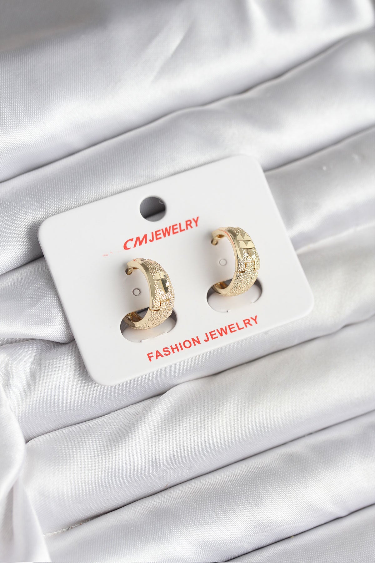 14K Gold Renk Kaplama Lazer Halka CM Kadın Küpe