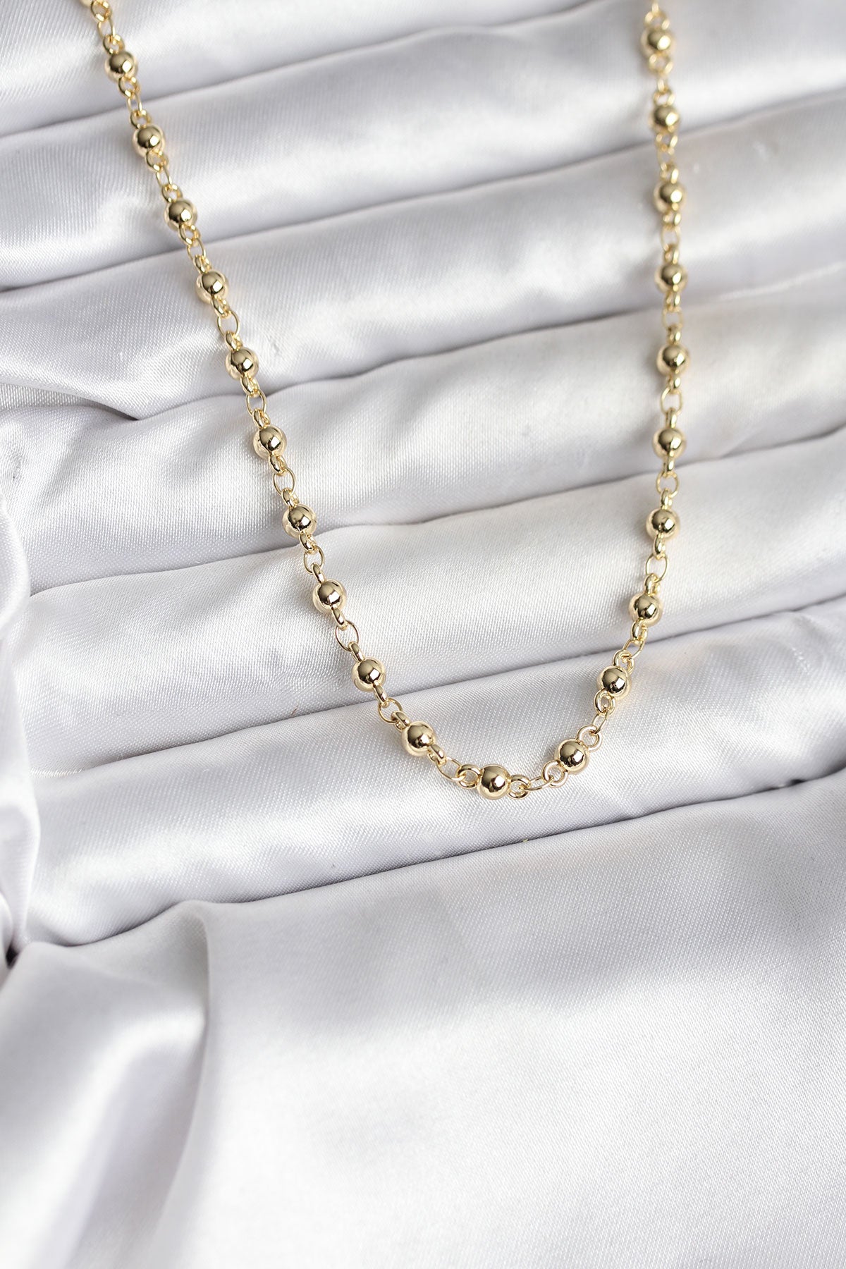 14K Gold Renk Kaplama Topçuklu Zincir Model CM Kadın Kolye