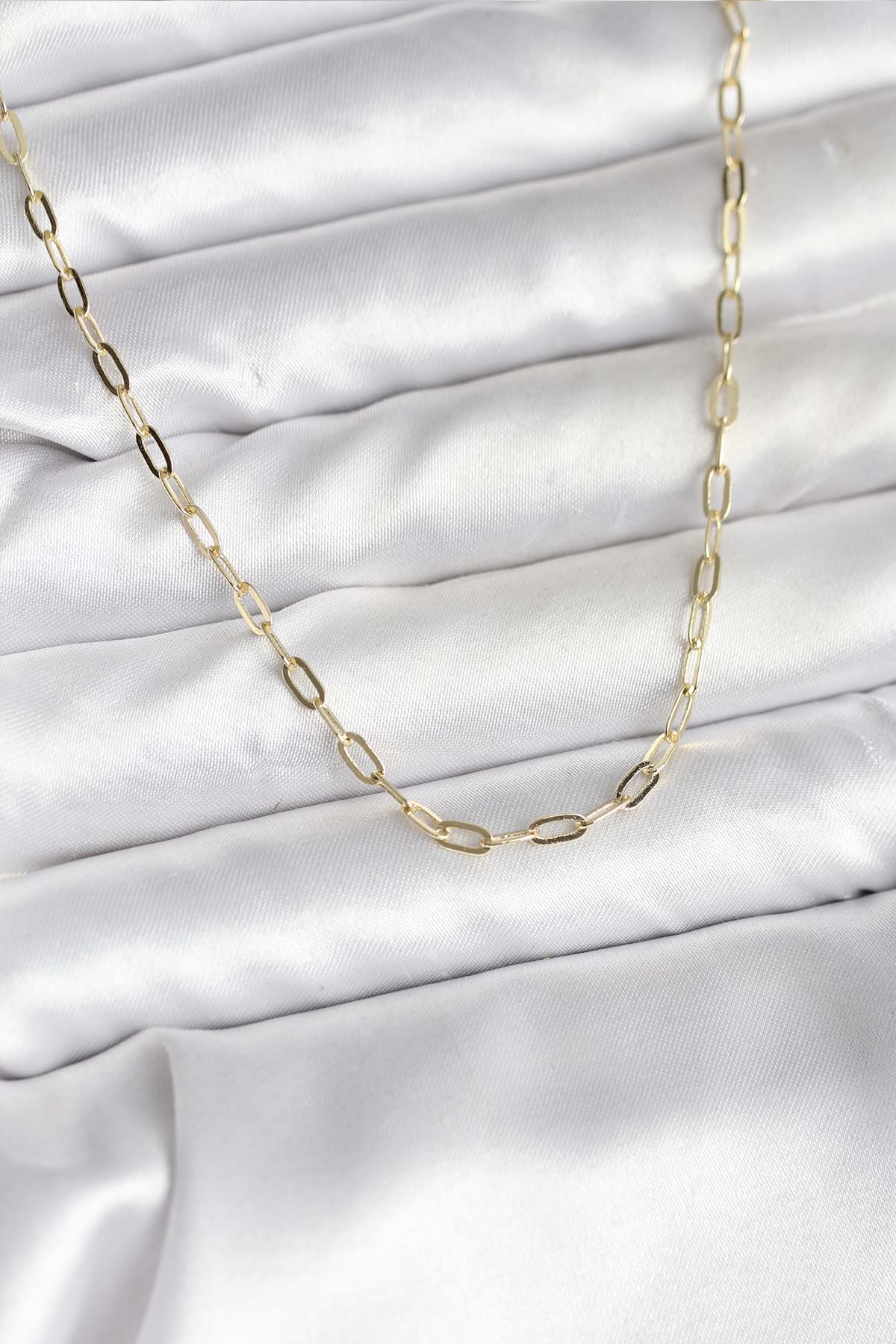 14K Gold Renk Kaplama Ataç Zincir Model CM Kadın Kolye