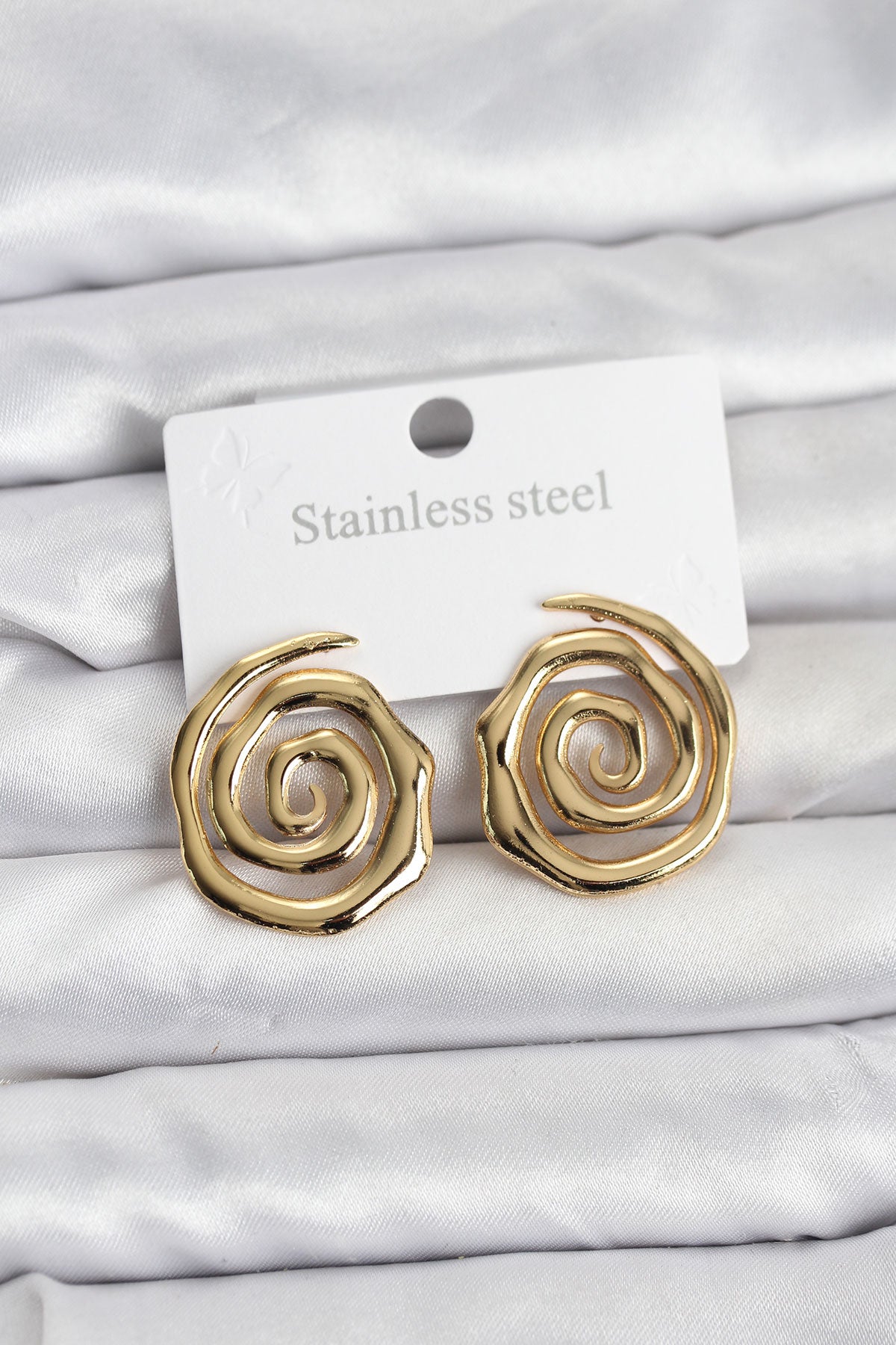 316L Çelik Gold Renk Sarmal Model Kadın Küpe