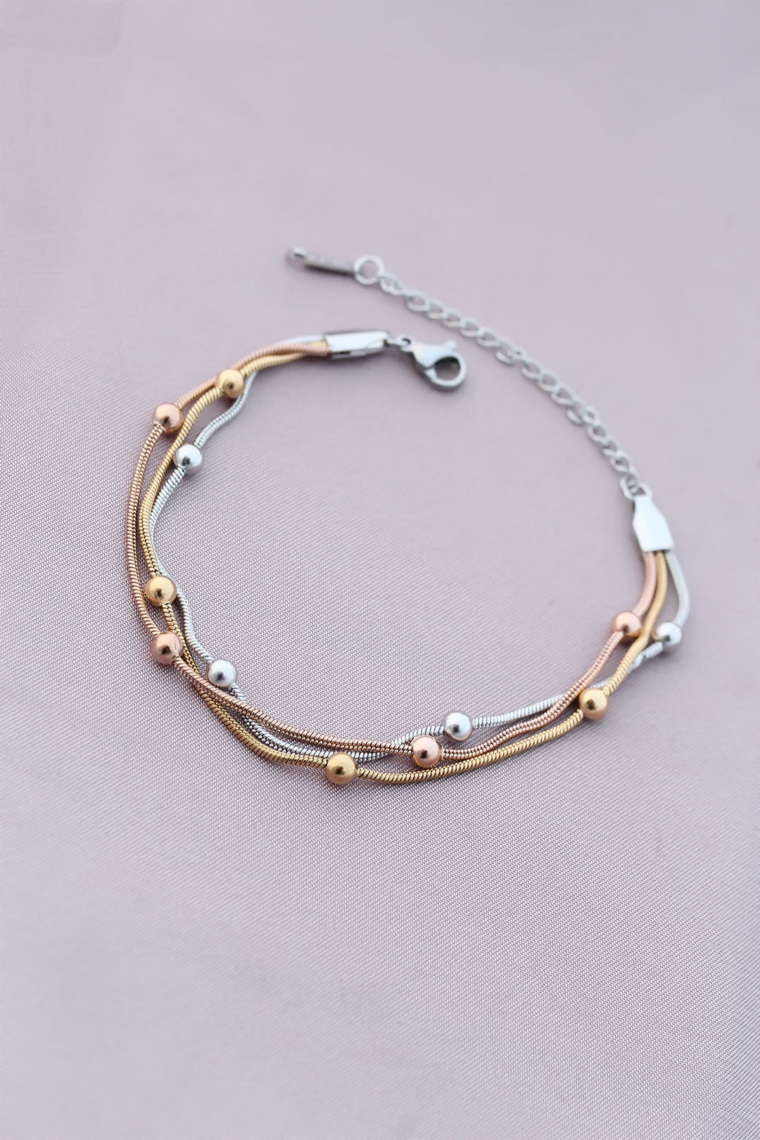 316L Kararmaz Çelik Gümüş Renk Top Zincirli Kadın Bileklik