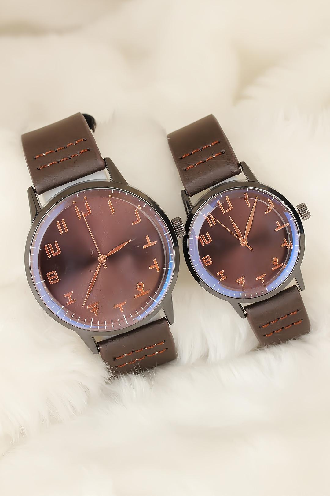 Kahverengi Deri Kordonlu Rose Metal Kasa Sevgili Saatleri