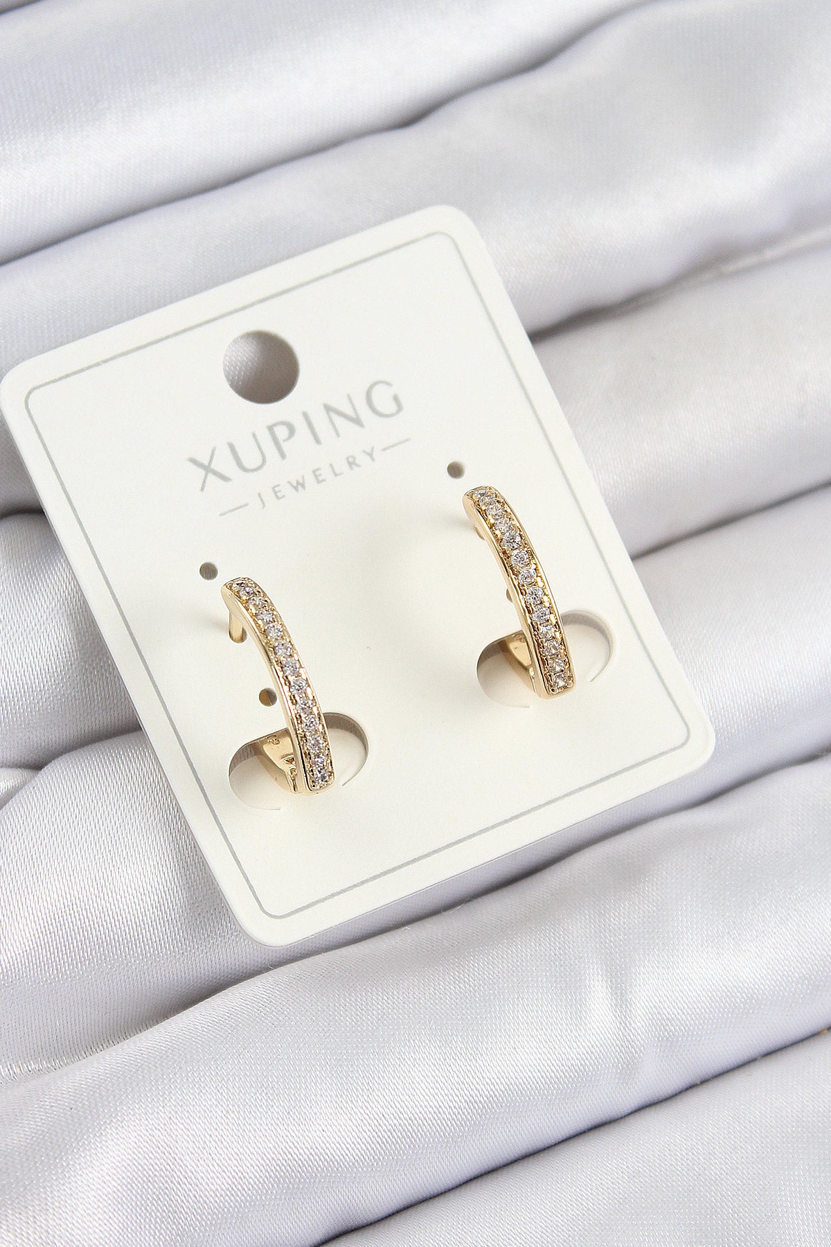 Xuping Zirkon Taşlı I Model Gold Renk Kadın Küpe