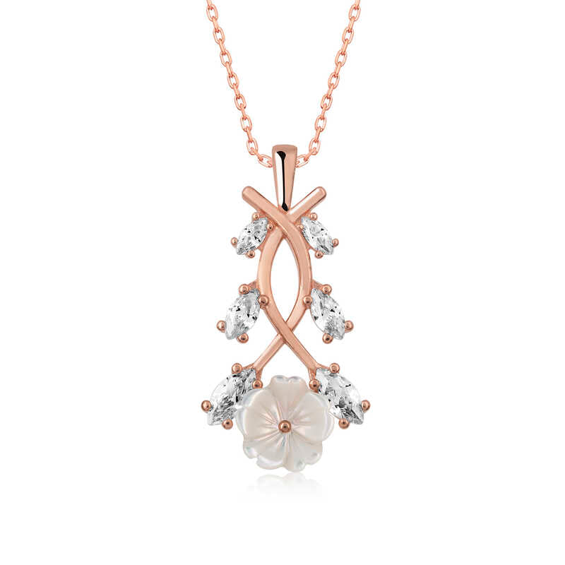 Gümüş Rose Bahar Çiçeği Kolye