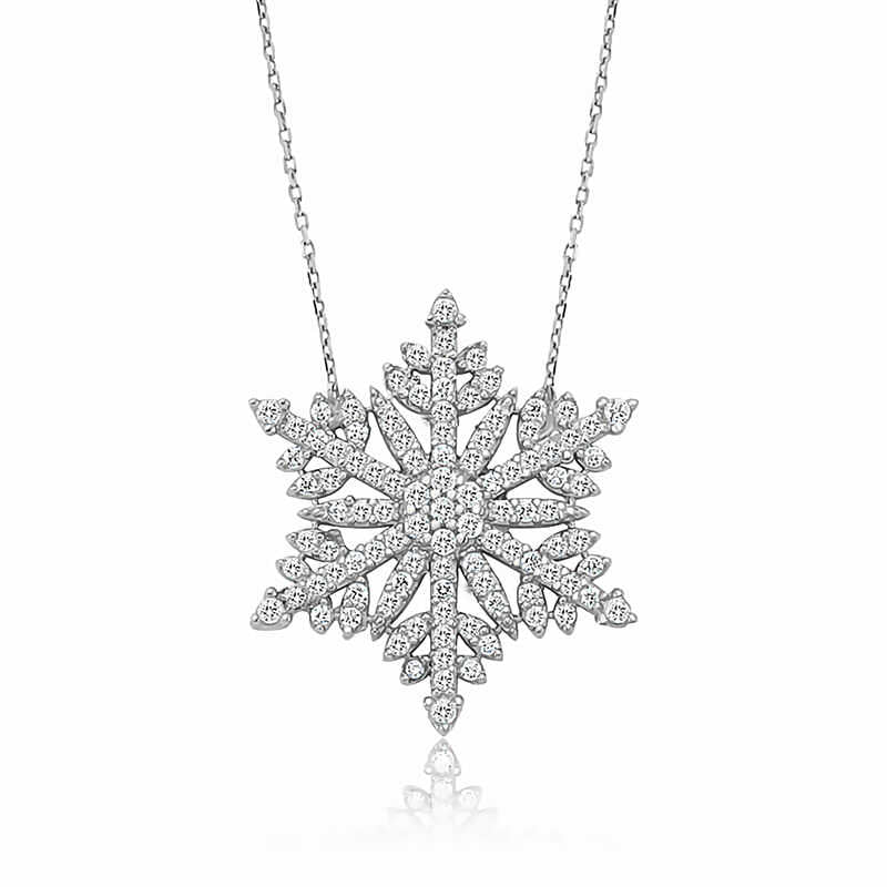 Gümüş Kar Tanesi Bayan Kolye