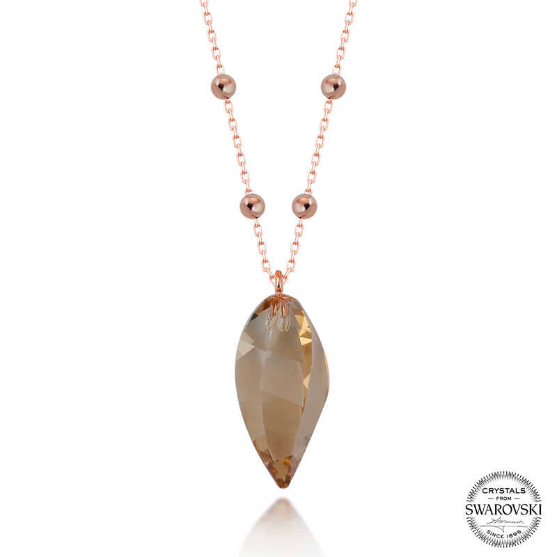 Crystal Taşlı Rose Top Zincir Gümüş Kadın Kolye