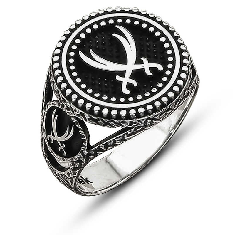 Gümüş Zülfikar Kılıcı Motifli Erkek Yüzük