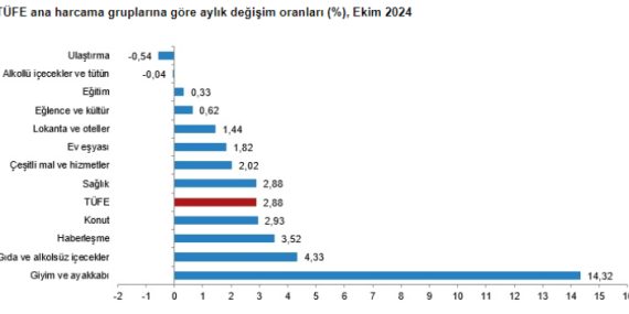 Ekim ayı enflasyonu yüzde 2,88 arttı