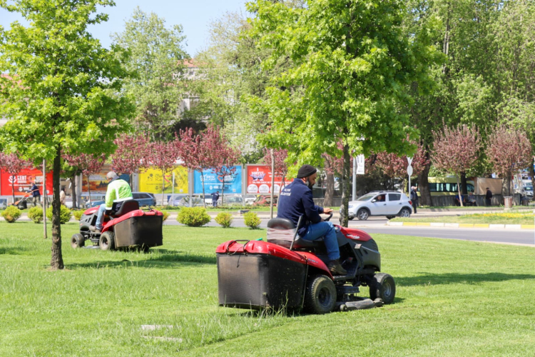 Yalova'da yeşil alan bakımı sürüyor